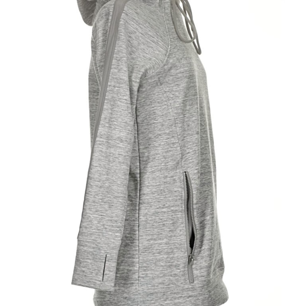 Athleta Light Gray Pullover Hoodie Sweatshirt Dress with Cowl Neck Large Petite - Picture 3 of 13